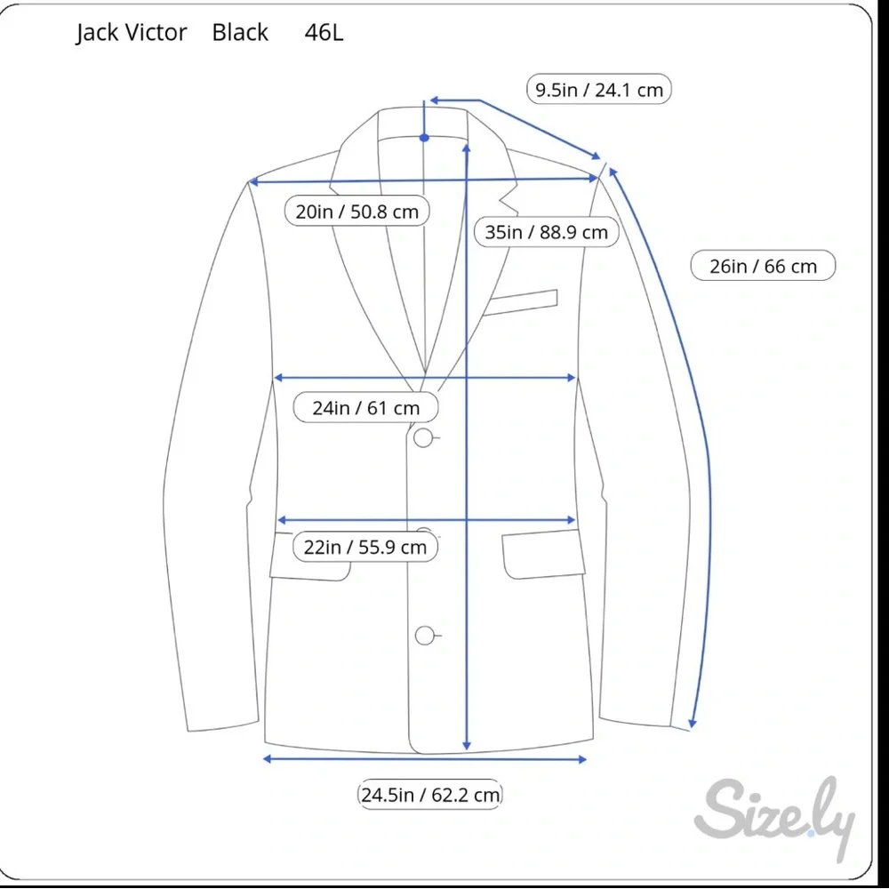 Jack Victor Blazer 46 Long 100% Wool Sport Coat Valentino CT Two‎ Button *READ